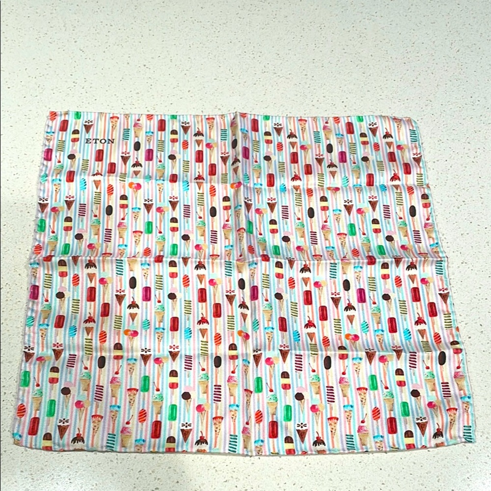 Eton Multicolor Ice Cream Pattern Silk Pocket Square